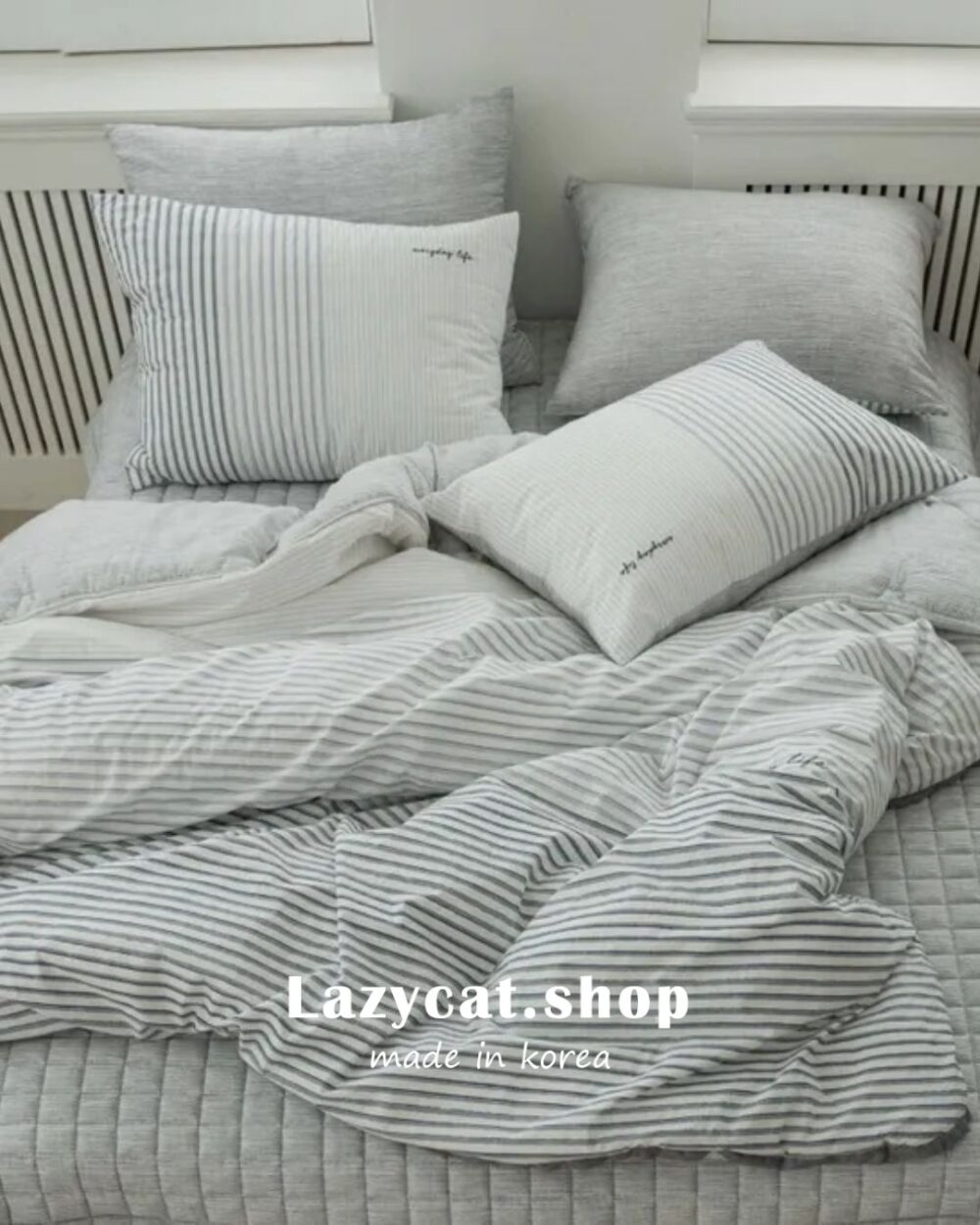 S18215 (9) (預購)【韓國四季被】正韓🇰🇷韓系文青條紋 厚款四季被