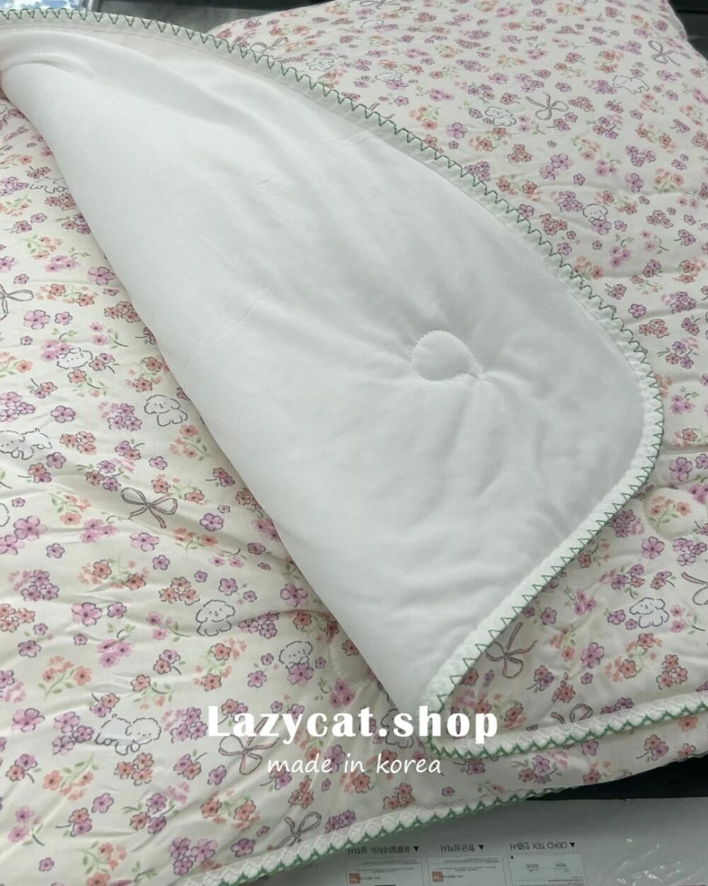 小狗蝴蝶結花園 (3) (預購)【韓國涼被】正韓🇰🇷小狗蝴蝶結花園🧊雙材質涼被