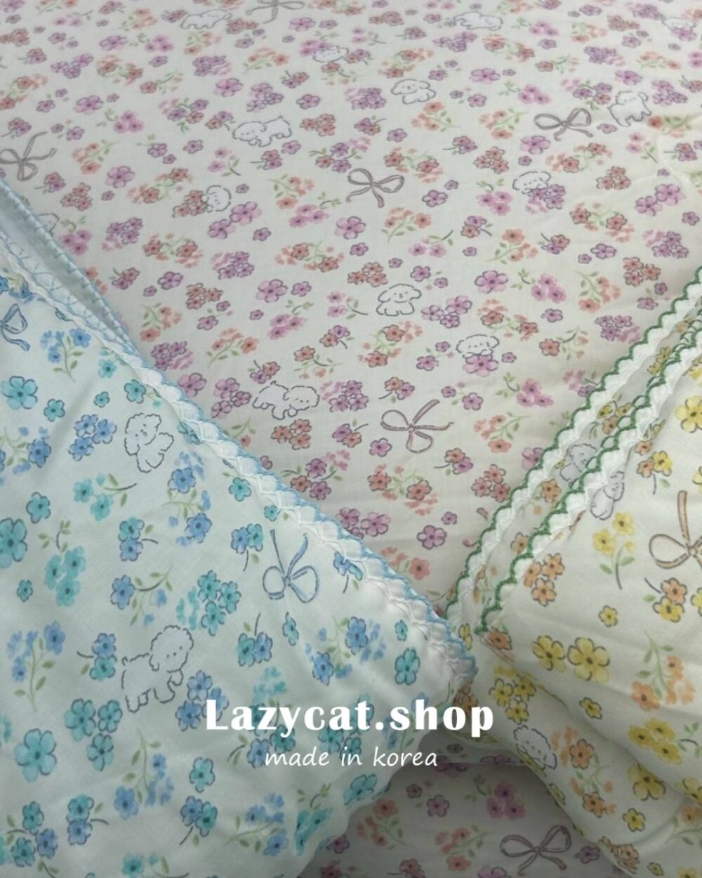小狗蝴蝶結花園 (5) (預購)【韓國涼被】正韓🇰🇷小狗蝴蝶結花園🧊雙材質涼被