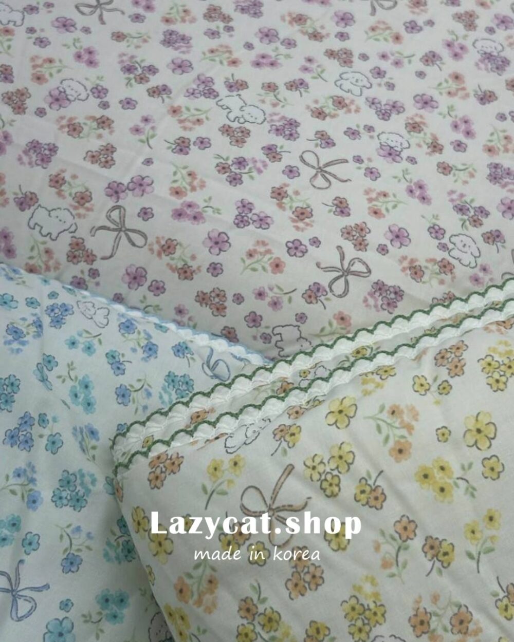 小狗蝴蝶結花園 (6) (預購)【韓國涼被】正韓🇰🇷小狗蝴蝶結花園🧊雙材質涼被